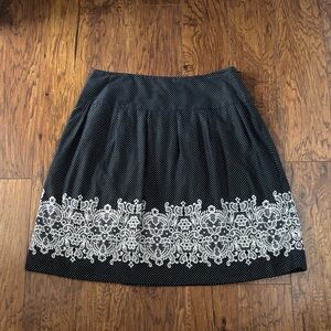 Ann Taylor Loft Elegant Black and White Embroidered Skirt